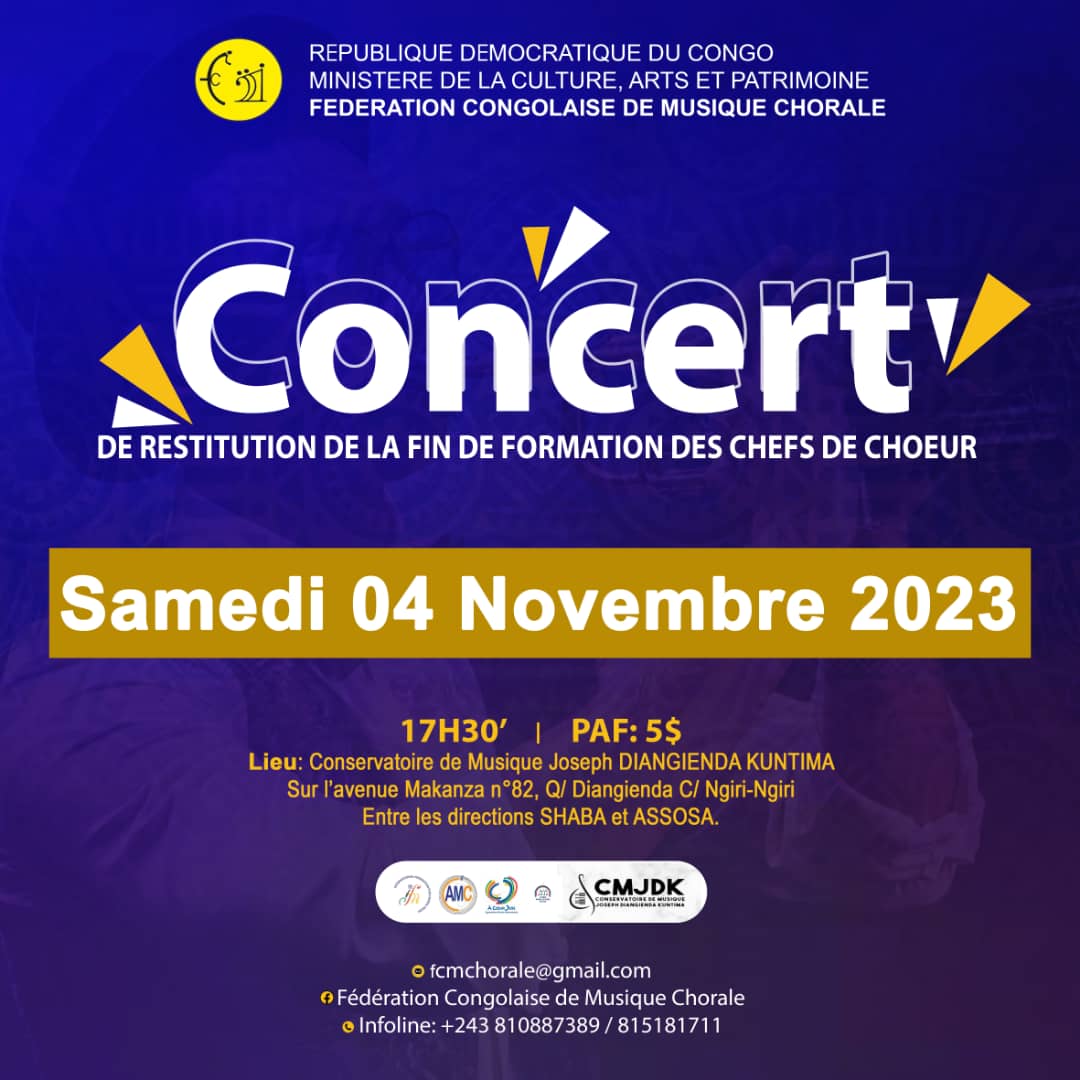 Lire la suite à propos de l’article LA FEDERATION CONGOLAISE DE MUSIQUE CHORALE A ORGANISÉ UN CONCERT DE RESTITUTION DE LA FIN DE FORMATION