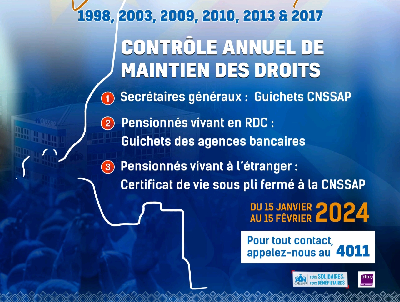 You are currently viewing RDC : la CNSSAP lance une opération de grande envergure de contrôle annuel de maintien des droits des agents qui débute ce 15 janvier